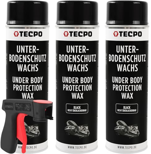 TECPO Wachs Unterbodenschutz Spray, 3X 500ml mit Handgriff Unterbodenschutzwachs Karosserieschutz Wachsunterbodenschutz Steinschlagschutz Wax Schutzwachs Rostschutz
