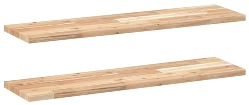 vidaXL Floating Shelves 2 pcs, Wall Shelf for Bedroom Living Room, Storage Shelf for Decor Display, Farmhouse Style, Untreated Solid Wood Acacia