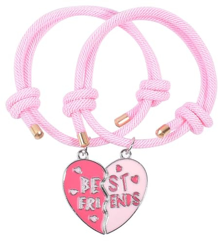 Best Friends Bracelets Cute Heart Puzzle Piece BFF Charm Bracelet Colorful Enamel Half Heart Braided Rope Bracelets for Women Forever Friendship Jewelry Gifts ﻿-Set 2