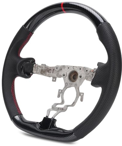Generic Austausch des Hydro Dip Carbonfaser-Lenkrads – Ergonomisches Perforiertes Leder mit Roten Nähten für 370Z 2009–2020 – Sportliches Renn-Upgrade für Mehr Grip und Haltbarkeit