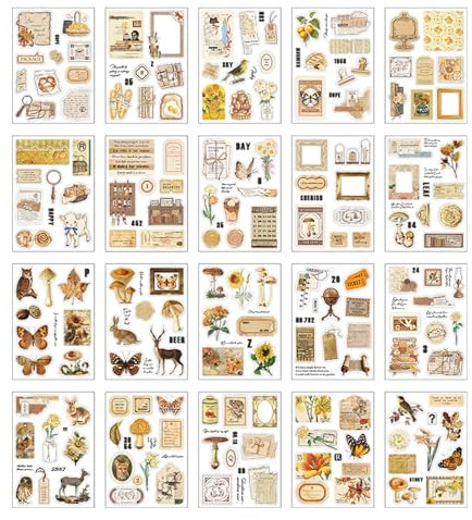 Scrapbooking Stickers Vintage,Scrapbook Accessories,Decorative Paper Scrapbooking,Craft Paper for Scrapbook,Photo Album Stickers(20 Sheets)