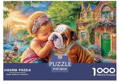 Rainy Kiss Recyclingkarton-Puzzle, 1000 Teile, Hundemotiv, Klassisches Lernspiel für Kinder und Familien, 38 x 26 cm / 1000 Teile