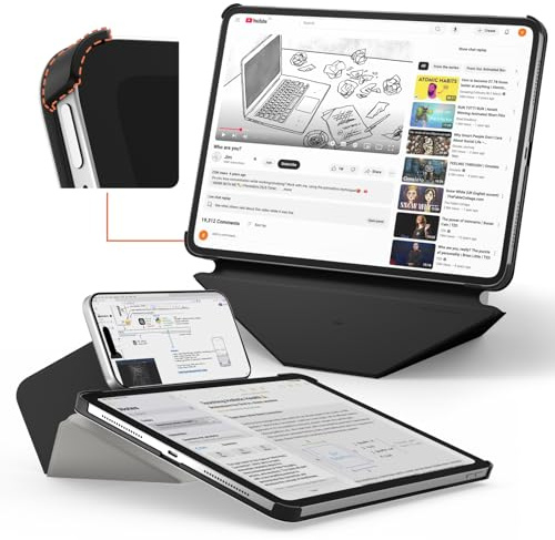 MOFT Dynamic Folio Case für iPad Pro 11(4th/3rd/2nd/1st Gen.2022/2021/2020/2018)–[Verstärkter Eckenschutz] Stabiler, Schlanker Magnetständer mit 20+ Betrachtungswinkeln, Misty Cove x Tiefschwarz