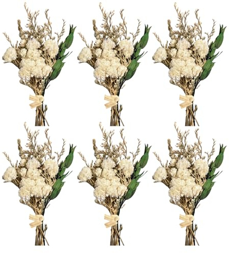 6 mazzetti di mini fiori secchi, bouquet di erba d'amore bianca naturale e gypsophila, fiori secchi pressati per vasi, piccole decorazioni floreali artificiali