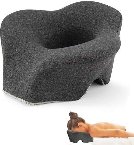 Massage Headrest for Bed, Breathable Dual Exhaust Holes Face Down Pillow, Memory Foam Massage Face Pillow for Naps, Dark Grey Bed Massage Head Cradle for Massage Table Equipment , Removable & Washable