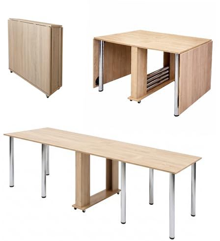 Rodnik Familia Esstisch klappbar, Multifunktionstisch 5-in-1, Klapptisch XXL mit Rollen, ausklappbarer Tisch platzsparend für bis zu 12 Personen