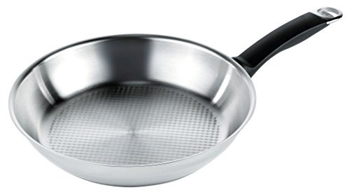 KUHN RIKON Silver Star Bratpfanne / Pfanne unbeschichtet aus Edelstahl mit Wabenboden, 26 cm, alle Herdarten inkl. Induktion, krosses und fettarmes Braten