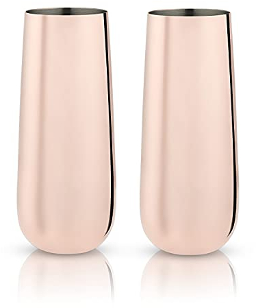 Viski 6456 Summit: Stemless Copper Champagne Flutes Champagne Glass, Multi-Colour