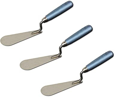 3er Set DEWEPRO® Dänische Zungenkelle - Dachkelle - 160x20x55mm - mit Edelstahlblatt und Holzgriff/Holzheft - Kelle in Zungenform - Dachdeckerkelle