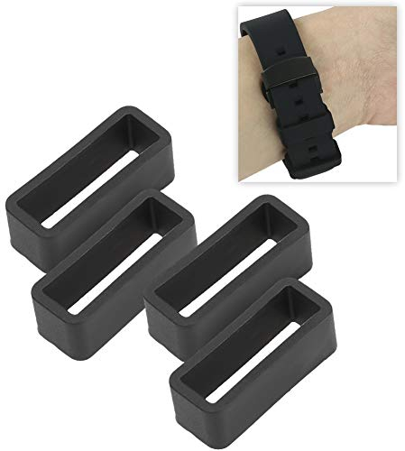 4 Stück Ersatz Uhrenarmband Aus Silikon, Silikon Uhrenarmband Schlaufe, Gummiringe Armbanduhr, Sicherheitsschnalle, Uhrenband Halter, Zubehör Für Uhr, Schwarz (20 mm)