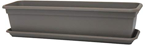 Floralo e. K. Balkonkasten mit Untersetzer, eckig, Taupe-Breite 80 cm x Tiefe 17 cm x Höhe 14 cm - Balkonkasten, Pflanzkasten, Blumenkasten, Kasten, Pflanzen
