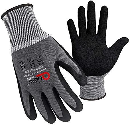 3 Pairs QEARSAFETY General Purpose Microfoam Breathable Nitrile Rubber Palm Coated Work Gloves, Knitted Elastic Liner, Abrasion, Grip, Dexterity, For All Kinds of Jobs, 9/L