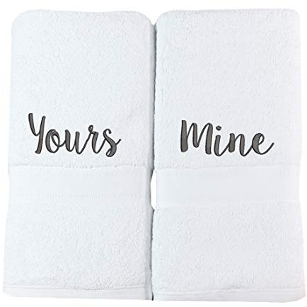 aztex Personalised Wedding Anniversary Bath Towel Set of 2, Second, White