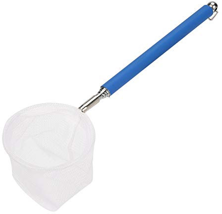 Fangnetz Shrimp Net Fischnetz für Aquarium Aquarium Kescher Net Tragbares Fangnetz Einstellbares Mini Fischernetz mit Teleskopstangen Griff (Blau Rundes Netz)