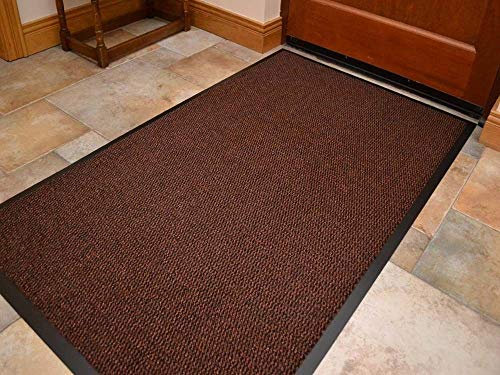 TrendMakers SMALL (BROWN & BLACK) DOOR MAT BARRIER MAT PVC EDGED ANTI SLIP KITCHEN ENTRANCE OFFICE HALLWAY RUNNER MATS DOORMAT FLOOR MATS 40X60CM (1ft 4 x 2ft)