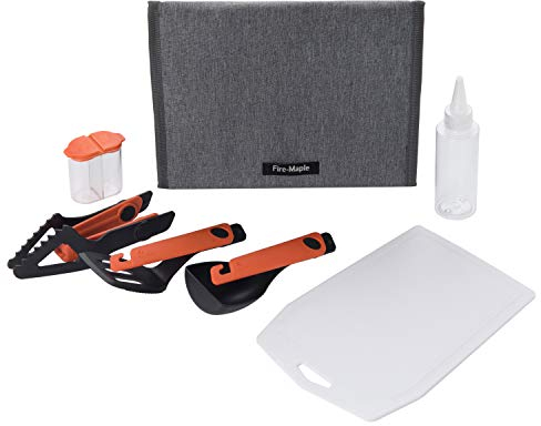 Fire-Maple Chef Camp Kitchen Set | Portable 6 pc Kit with Folding Tongs, Spatula, Spoon | Essential Outdoor Gear for Backpacking, Car Camping, Fishing, BBQ, and Travel