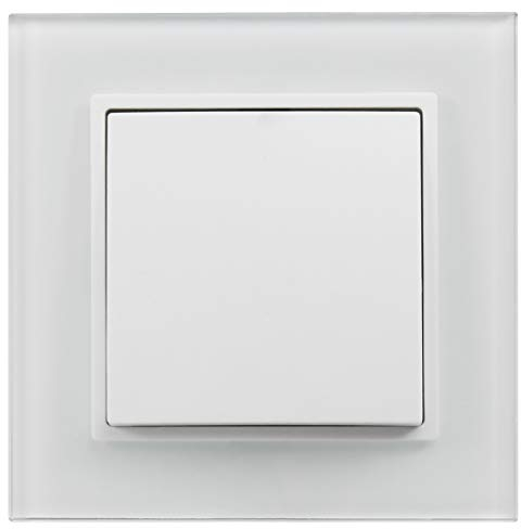 McPower Wechselschalter Flair Weiß | UP | 250V~/10A | Steckanschluss | inkl. Glasrahmen