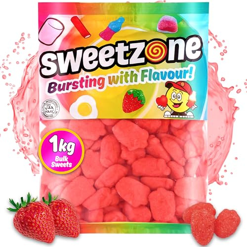 Sweetzone Jelly Foam Strawberry Sweets, Halal Chewy Jellies, Bulk Pick and Mix Sweet Box, Fruity Jelly Candy,1kg Bag, Delicious Strawberry Treats for Kids, Perfect for Any Occasion
