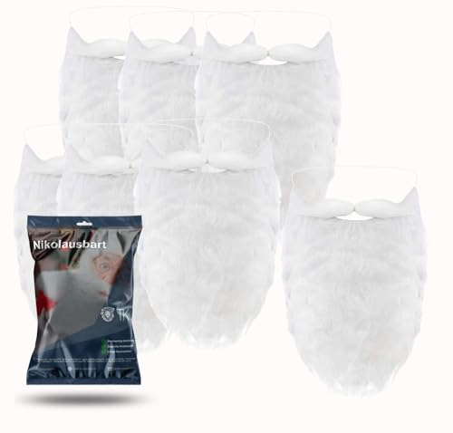 TK Gruppe Timo Klingler 6X Weihnachtsmannbart - Nikolausbart Bart weiß Weiss - zum Verkleiden als Nikolaus - Weihnachtsmann - Santa - Weihnachten