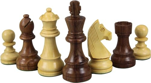 Melia Games Schach-Figuren aus Holz - 63 x 25 mm Königshöhe (31 x 20 mm Bauerhöhe) - handgemacht aus