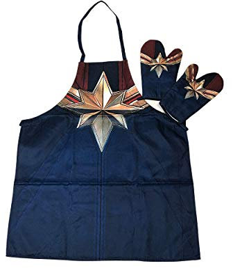 Captain Marvel Schürze und Ofenhandschuh-Set, 3-teilig, offizielles Lizenzprodukt