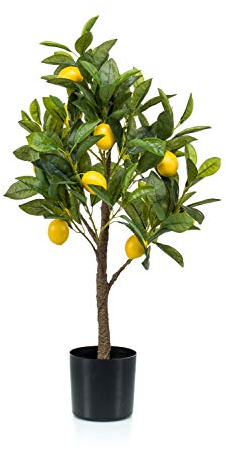 artplants.de Kunst Zitronenbaum ALLANDE mit Früchten, 70cm - Limonenbaum künstlich/Kunststoffbaum