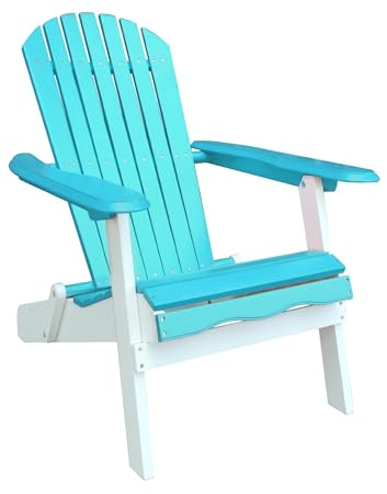 Leigh Country TX 39031 Folding Adirondack Chair, Turquoise and White Stuhl, Holz, Türkis/weiß