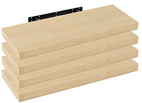 WOLTU 4X Wandregal Wandboard Bücherregal Regale für Deko Wandablagen aus MDF Holz, 4er Set Hängeregal Gelb Eiche, 100x23x3,8cm RG9317kei-4