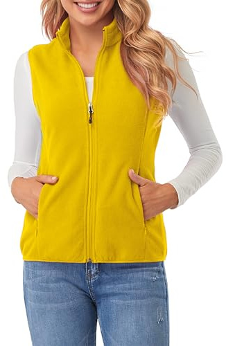 fuinloth Gilet in pile da donna,Termico Senza Maniche Elegante Collare Eretto con Zip e Tasca