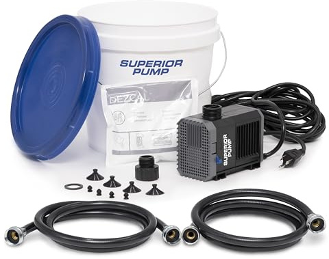 Superior Pump 91658 Kit de pompe pour chauffe-eau sans réservoir, blanc, avec solution détartrante non toxique, 7,6 litres, Deluxe