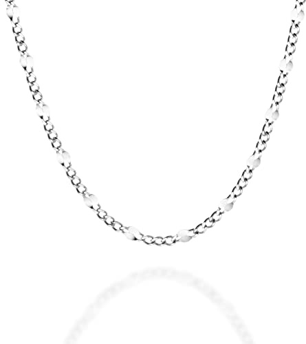 QUADRI - Damenhalskette 925 Silber - Diamantkette Breite 2,5 mm - Länge 56 cm mit einer zusätzlichen Verlängerung von 5 cm - Made in Italy Zertifikat