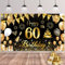 60 Striscione di Compleanno,60 Anni Compleanno Festa Decorazioni Oro Nero,Fondale per Decorazioni del 60 Buon Compleanno Decorazione 60 Feste di Compleanno 180×110 cm