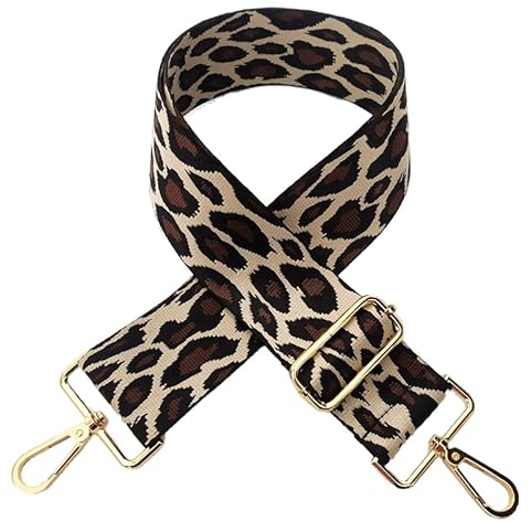 PTNKUIIY Taschengurt Verstellbar Schulterriemen für Taschen 80-130cm mit Karabiner Leopard Muster 5cm Breit Schultergurt Trageriemen Umhängegurt DIY Zubehör für Tasche Handtaschen für Damen,Beige