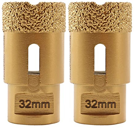 SHDIATOOL Diamond Core Drill Bit,Hole Saw Diameter 32mm M14 Thread Vacuum Brazed for Ceramic Porcelain Tile Granite Marble Masonry Brick,2pcs