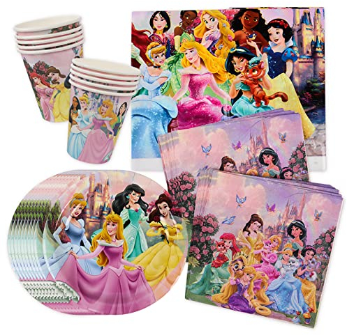 Prinzessin Partygeschirr, 41Stück Geburtstag Geschirr Kit, Partygeschirr Kindergeburtstag Deko, Partyzubehör Set, Tassen Teller Servietten Tischdecken für Kinder Party Supplies Tischdeko