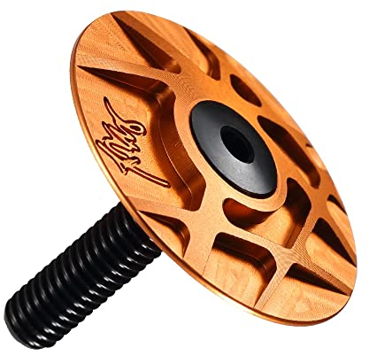 FAYOH SteuersäTze Steuersatz-Abdeckkappe aus Aluminium mit Ahead-Kappe Extra leicht, 5 g, CNC-gefräste Abdeckkappe und Schraube for Steuerkopf-Vorbaukappe (Color : ORANGE)