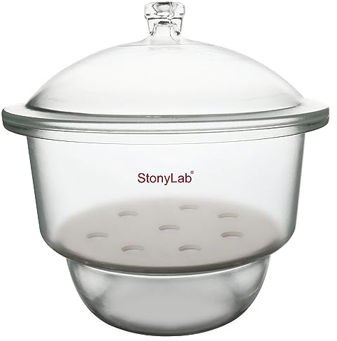 stonylab Essiccatore in Vetro, Essiccatore da Laboratorio con Coperchio Della Manopola e Piastra in Porcellana per Ricerca di Laboratorio, ID:300 mm