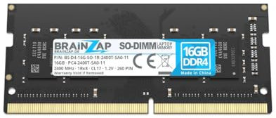 BRAINZAP Tarjeta RAM 16 GB DDR4 SO-DIMM PC4-2400T-SA0-11 1Rx8 2400 MHz 1,2 V CL17 - Memoria para Portátil sin Búfer