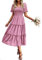 VOGMATE Robe à col carré à Manches Courtes pour Femmes Une Ligne Summer Flowy Maxi Robe Longue Rose Violet XL