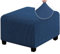 Uavchy Quadratischer Stretch-Ottomanenbezug, weicher Stretch-Jacquard-Ottomanenbezug, elastische Unterseite rutschfest atmungsaktiv Fußhocker-Bezug,Navy Blue