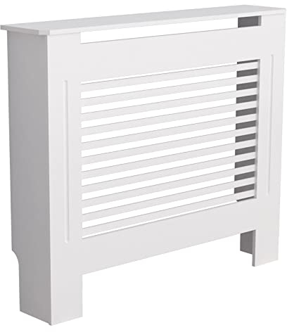High Radiator Cover Wood Cabinet: Internal Height 100cm Small White Heater Covers Internal Heights 90cm or 91cm Horizontal Slats Modern Tall Radiator Shelf Thicken MDF Wooden Kitchen Bedroom