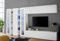 Dmora - Ausgestattete Wand Clemente, 5-türiges TV-Ständer-Wohnzimmerset, Mehrzweck-Wohnzimmermöbel, 100% Made in Italy, 340 x 30 x 180 cm, glänzendes Weiß,