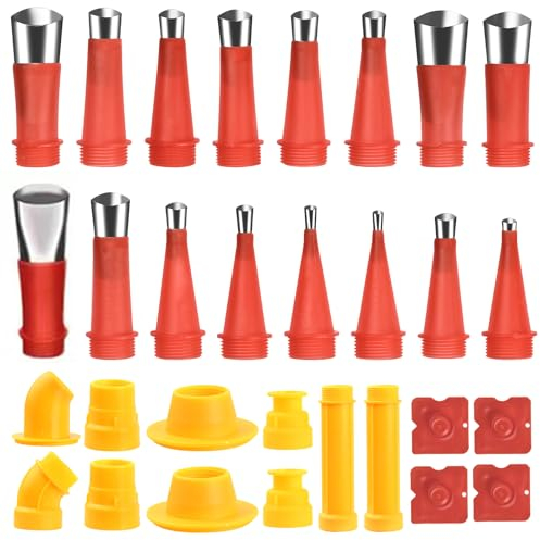 Volumoon 30 Stücke Edelstahl Dichtungsdüse Werkzeug, Dichtungsfinisher Applikator Kit, Abdichten Düsenapplikator Set, Dichtungswerkzeug Applikator Abdichten Düsen für Küche Badezimmer Fenster
