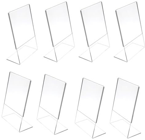 8 Stück A6 Aufsteller L Ständer A6 Tischaufsteller schräg, Thekenaufsteller Werbeaufsteller Menükartenhalter aus glasklarem Acrylglas perfekt für Zuhause, Büro, Geschäft, Restaurant(10,8 x 15,3 cm)