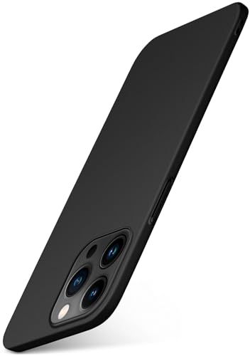 moex Alpha Case für Apple iPhone 15 Pro Hülle Ultra Dünn, Schutzhülle mit erhöhtem Kameraschutz, Slim Cover Hardcase Backcover, Dünnste Handyhülle Minimalistisch, Matt Schwarz