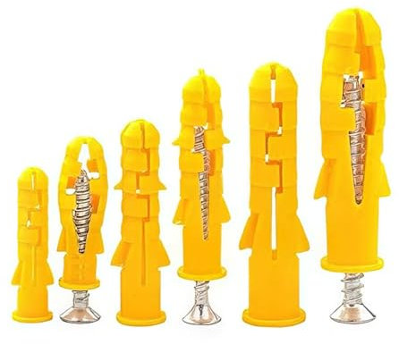 10 stücke Kunststoff Expansion Rohr Schraube M8 * 60 M8 * 80 M8 * 100 Wand Anker Bohren Stecker gelb Nagel Installieren Lampe Rahmen Lagerung Regal (Color : M8 x 60mm)