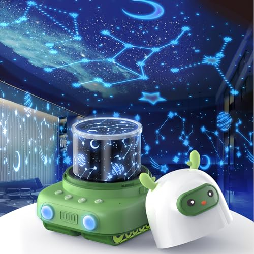 YAZEKY Veilleuse Bébé Veilleuse Enfant,6 Films Lampe de Chevet Chambre Projecteur Ciel Etoile,7 Couleurs Lampe LED Rechargeable Pour Chambre D'enfant Cadeau Jouet Veilleuse Pour Enfant(Vert)