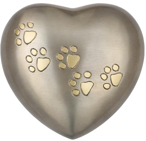 Urne pour Cendres Animal Animaux Patte Cœur Commémorative, Étain 5 | réceptacle, coffret animalier, boîte conservation, sculpture décorative, condoléances deuil cadeau souvenir, perte, déco