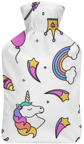 Einhorn Regenbogen Wärmflasche Mit Bezug Bettflasche Wärmflaschen Handwärmer Erwachsene Wärmebeutel 26.5X15.3cm