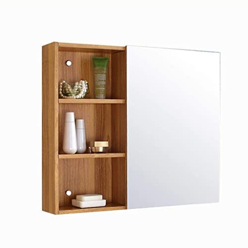 LoJax Schränke, Edelstahl-Wandspiegel, Badezimmerspiegelschrank, Schlafzimmer, wandmontierter Kosmetikspiegel, Badezimmer, quadratischer Spind (Holz 70 x 60 x 15 cm)